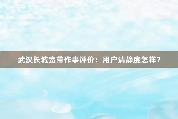 武汉长城宽带作事评价：用户清静度怎样？